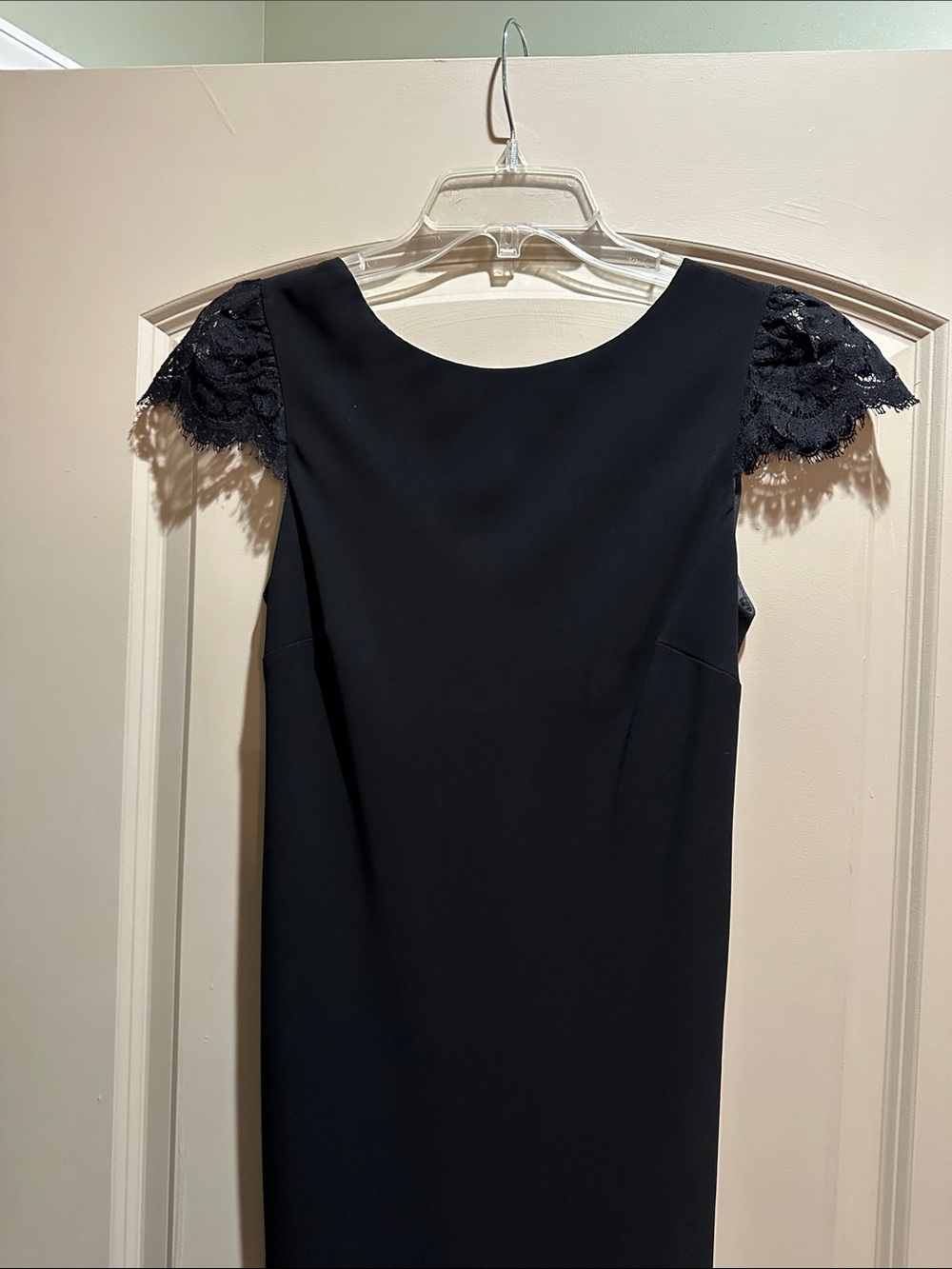 Evan Picone Black Lace-Trim Midi Sheath Dress